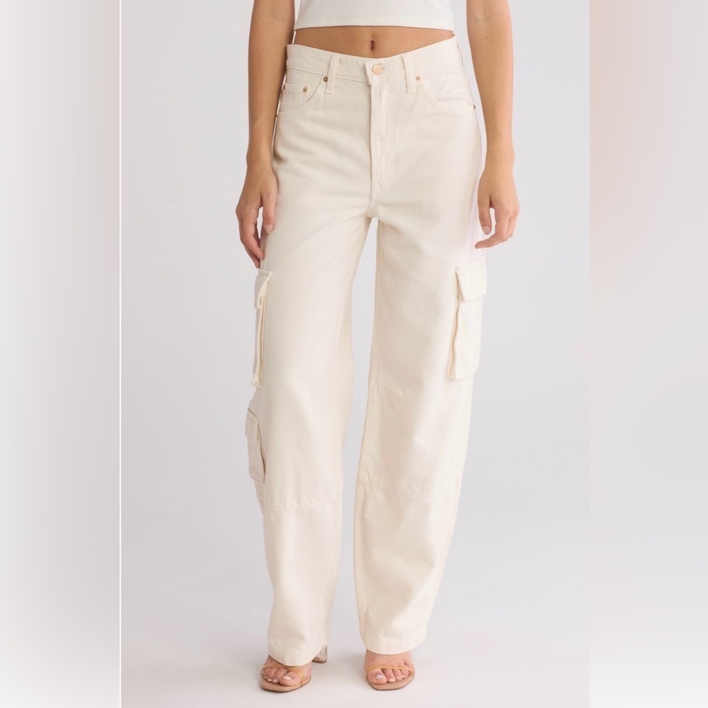 MOTHER Snacks The Side Dish Cargo Skimp Jeans Natural White Baggy Sz 31 NEW USA